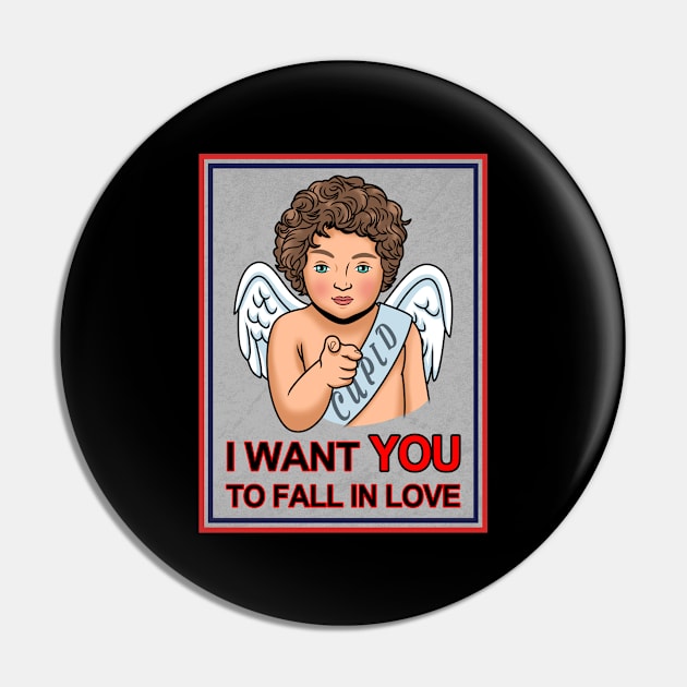 Cute Cupid Valentine Love I Want You Vintage Retro Poster Pin by BoggsNicolas