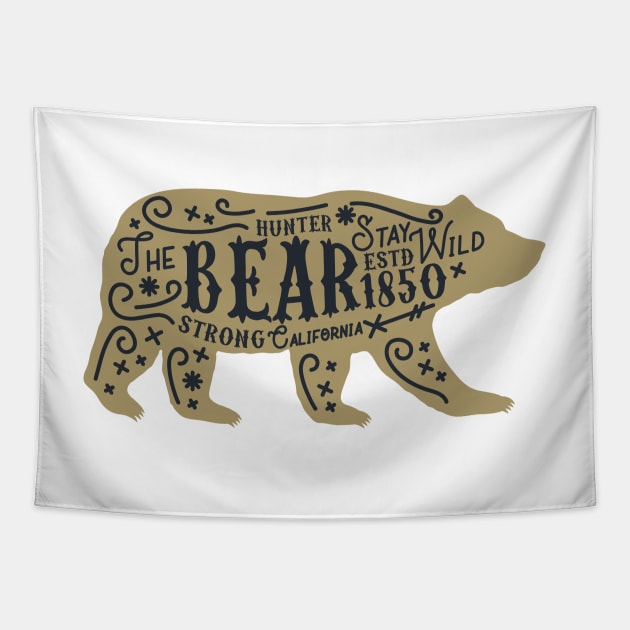 The Bear - vintage poster template. Silhouette of bear with text. Tapestry by DenysHolovatiuk