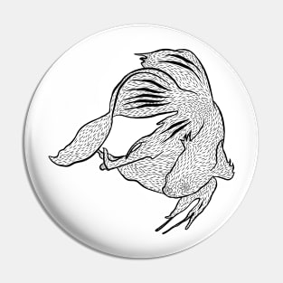 Black Fighting Fish Pin