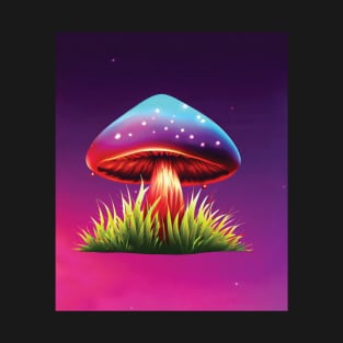 Magic Mushroom with Colorful Background T-Shirt