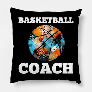 Basketball Coach - Retro Distressed Grunge Pillow