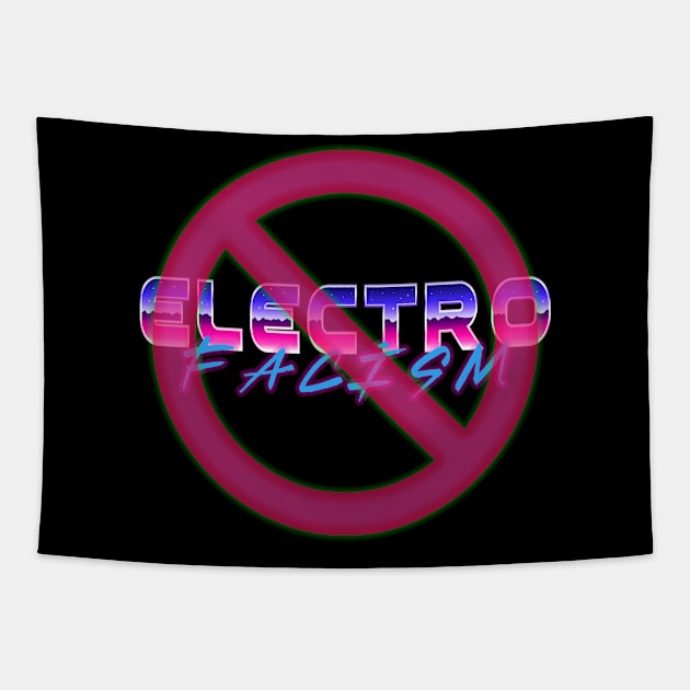 Cyberpunk Anti Electro Facism Illustration Tapestry by NeonNoirThreads