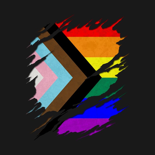 LGBTQ Progress Pride Flag Ripped Reveal by wheedesign