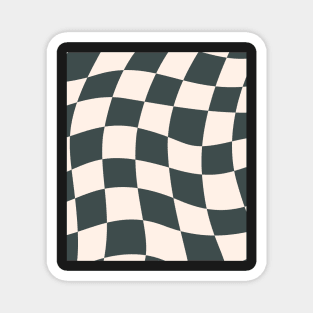 Sage Checkered Retro Pattern Print Green Magnet