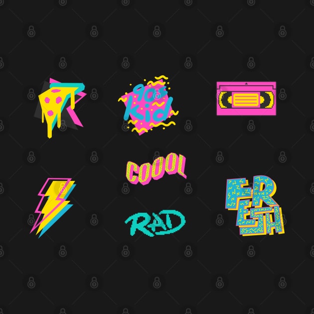 Retro 90s Neon Sticker Sheet (7pcs) by broadwaygurl18