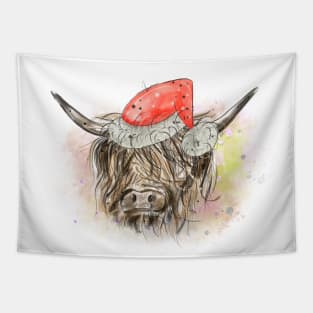 Christmas Highland Cow Tapestry