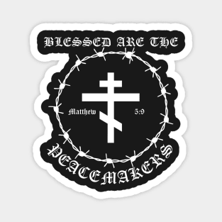 Blessed Are The Peacemakers Matthew 5:9 Orthodox Cross Barbed Wire Punk Pocket Magnet