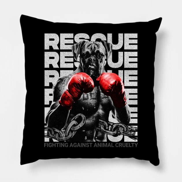 A German Boxer Dog Fighting Against Animal Cruelty Pillow by JPNDEMON