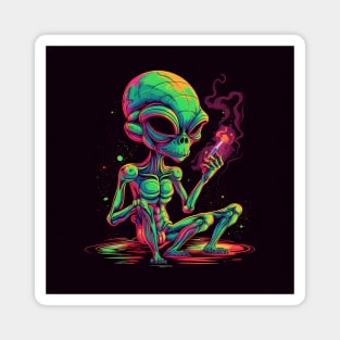 Smoking alien Magnet