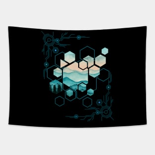 Hexagon Abstract Nature Tapestry