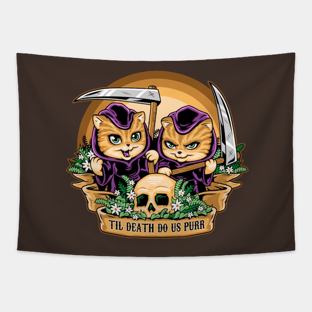 Til Death Do Us Purr Tapestry by harebrained