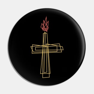 The cross of the Lord Jesus Christ and the flame of fire Pin