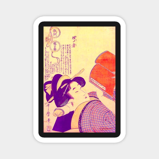 "Rikomono" (Know-it-all) by Kitagawa Utamaro (1806) TECHNICOLOUR REMASTERED Magnet by FineArtMaster