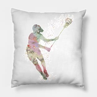 Girl Lacrosse Player | Watercolor Silhouette Sport Gift Pillow