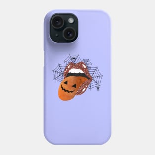 Halloween Creepy Mouth Pop Art Lips Scary Pumpkin Leopard Lipstick Phone Case