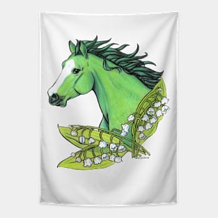 Emerald Horse with Lily of the Valley Tapestry