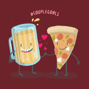 Beer and Pizza - Hashtag Couple Goals T-Shirt