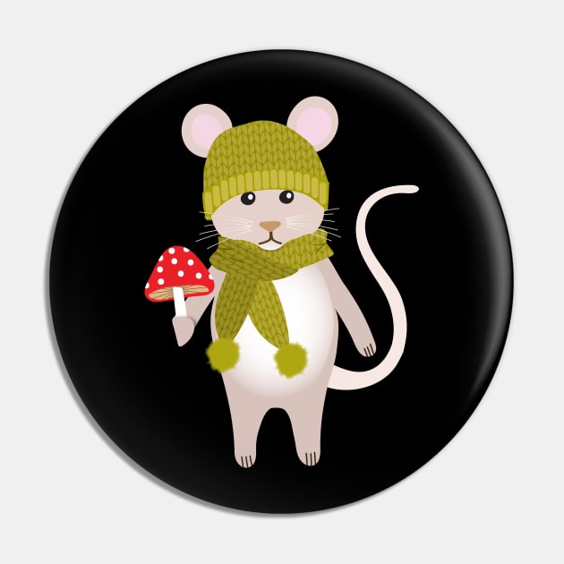 Woodland mouse with a mushroom Pin by Jennifer Ladd