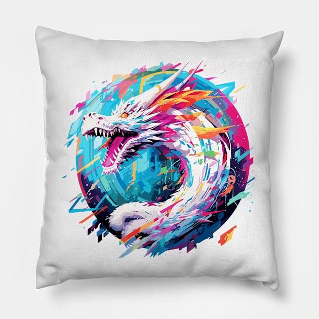 Dragon Animal Mystical World Creature Wonder Abstract Pillow by Cubebox