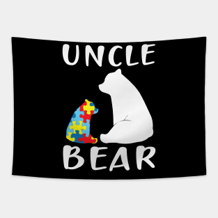 Uncle Bear Tshirt Bear Sitting And Resting Autism Awareness Tapestry