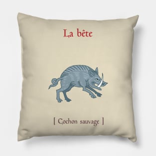 Medieval wild pig Pillow