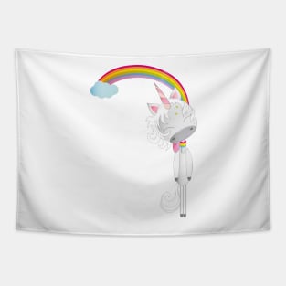 Unicorn hangs on the rainbow Tapestry