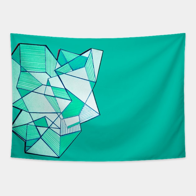 Geometric triangle blue abstract Tapestry by carolsalazar