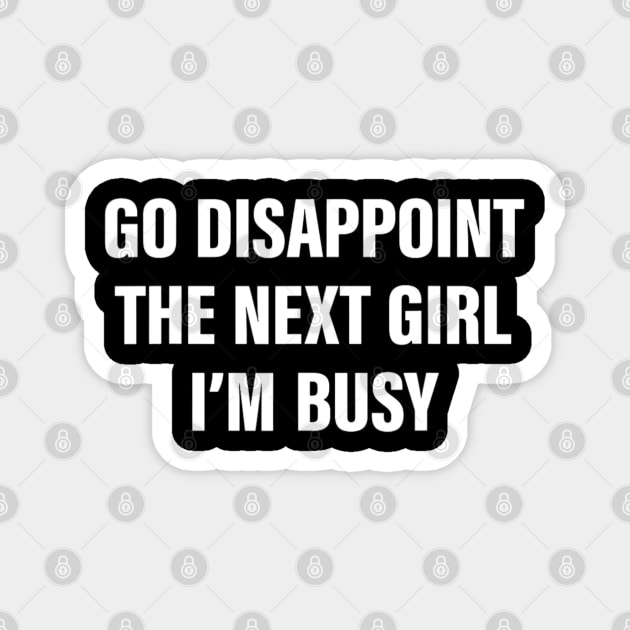 Go Disappoint The Next Girl I'm Busy Funny Sarcastic Saying Magnet by Bubble cute 