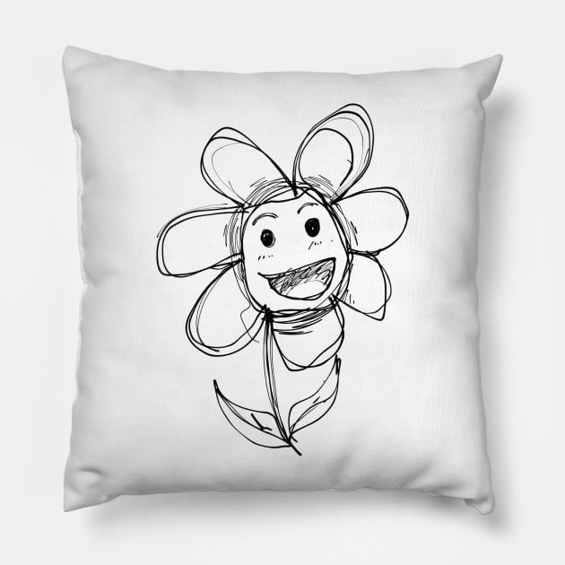 Smile flower sketch Pillow by Agesswara