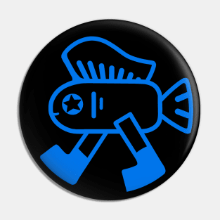 Fish with mohawk hairstyle got legs. Dorky, minimal design style. Pin