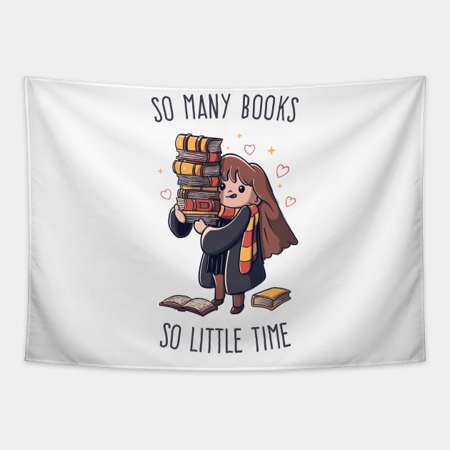 So many Books So little Time Funny Cute Gift Tapestry by eduely