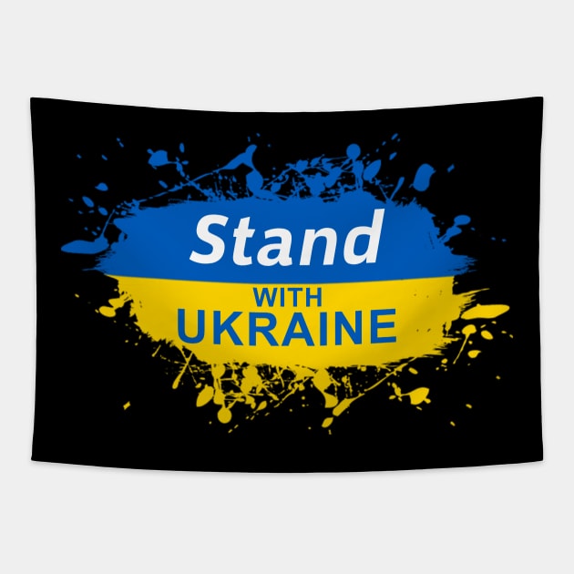 I Stand With Ukraine Flag Splash Tapestry by teesmile