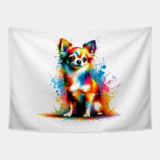 Vibrant Abstract Chihuahua Color Splash Art Portrait Tapestry