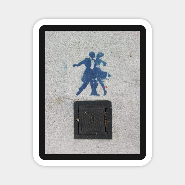 Sidewalk Dancers (stencil graffiti) Magnet by alexiares