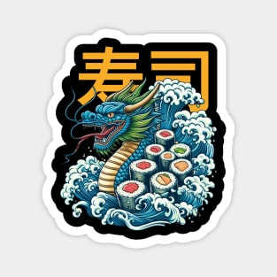 Great sushi dragon - retro Magnet