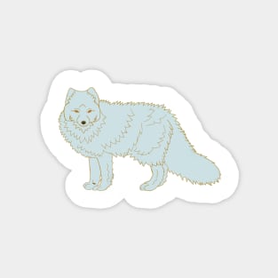 White Arctic Fox Gold Magnet