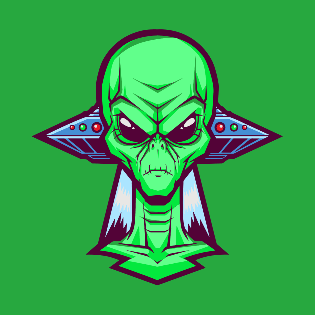 Alien Head with UFO by SLAG_Creative