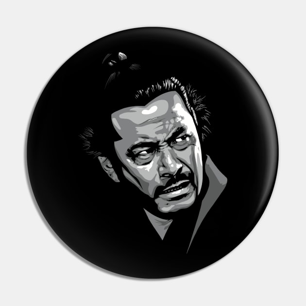 Toshiro Mifune greyscale Pin by @johnnehill