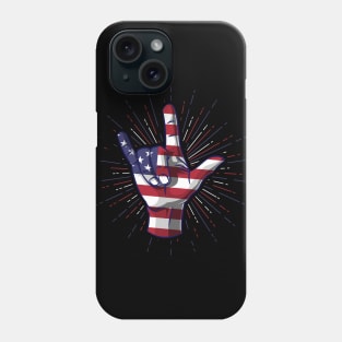 I Love You Hand Sign Gesture USA American Flag Cute Phone Case