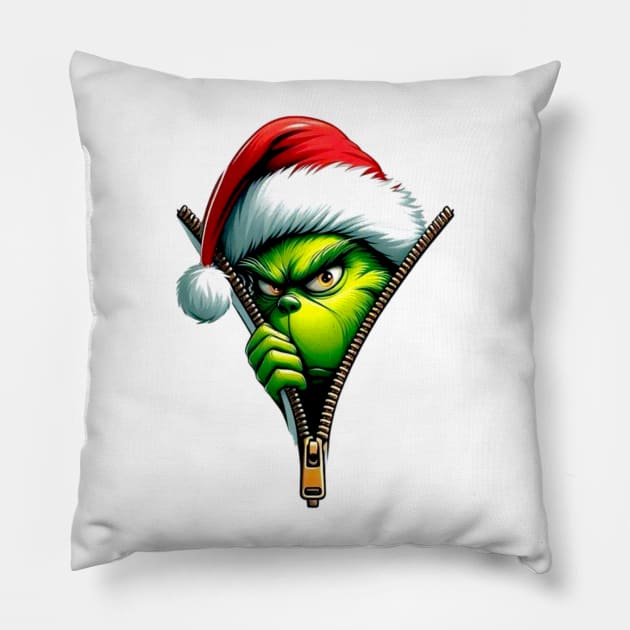 Grinch Zipper Pillow by CazzyShop