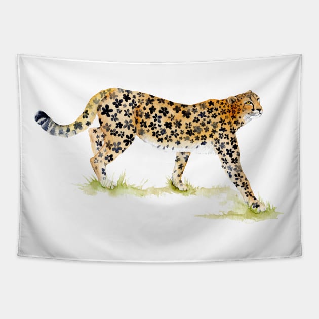 Flower Cheetah Tapestry by Goosi