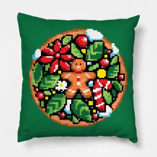 Pixel Art Christmas Gingerbread Cookie Man Pillow