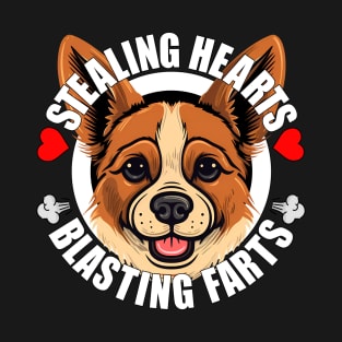 Funny Corgi Stealing Hearts Blasting Farts Dog Cute Puppy T-Shirt