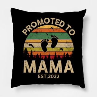 Promoted To Mama Est 2022 Pregnancy Announcement Vintage Pillow