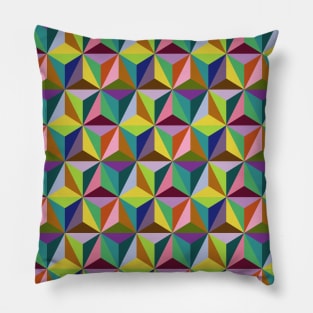 Colorful Geometric Triangles Pattern Pillow