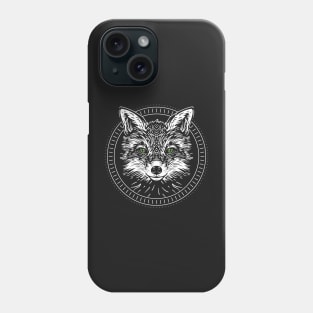 White Fox in Circle Frame Phone Case