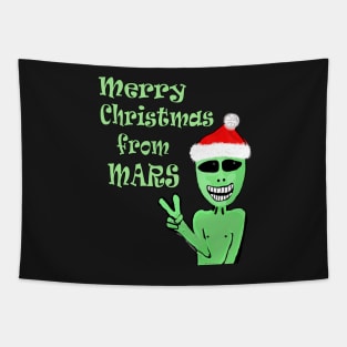 Merry Christmas from Mars Green Martian Tapestry