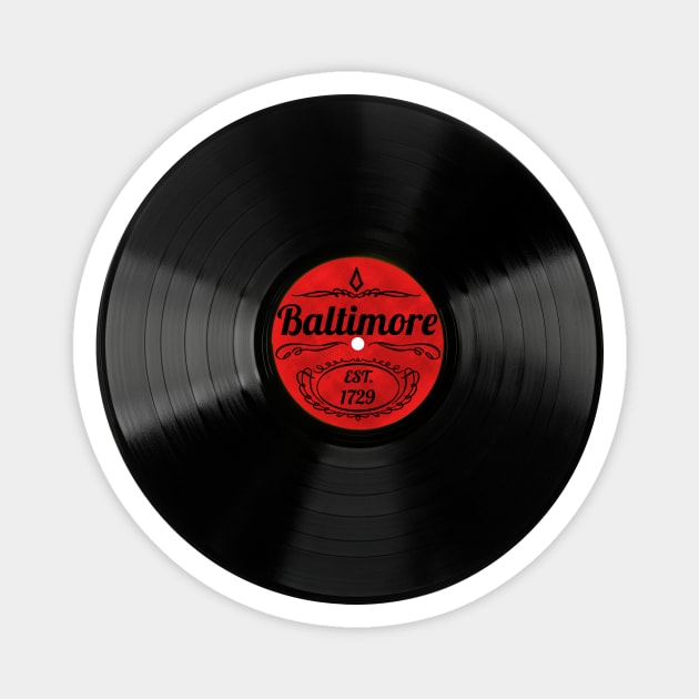 Baltimore Gift Retro Musical Art Vintage Vinyl Record Design Magnet by Tennessee Design Studio