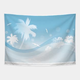 Tropical background in blue colors Tapestry