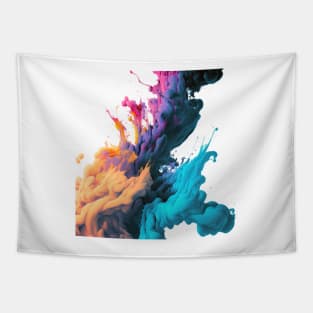 Dramatic ink contrasting vivid red, blue, and purple colors. Vivid and intense abstract background or wallpaper Tapestry